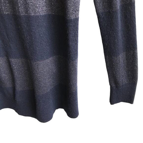 Vince Cashmere Rugby Stripe Sweater Size M Metallic Knit Preppy Academia Office - Picture 8 of 14